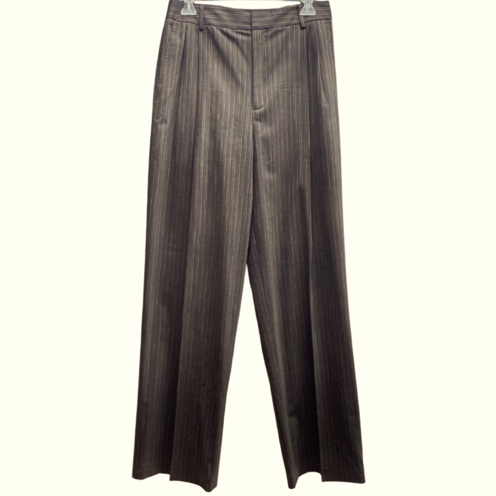 Women’s Pinstripe Wide-Leg Trousers - Gray - Picture 1 of 7